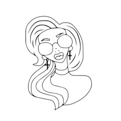 Children's vector design of a girl's face for stickers, social networks,postcards.