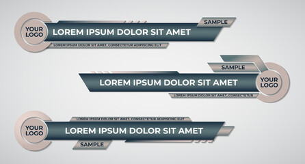 Graphic set of Broadcast News Lower Thirds Banner for Television. Video and Media Channel. Vector illustration