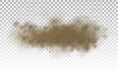 Flying sand, brown dust cloud, wind, sandstorm.