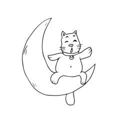 Children's vector design of a funny cat for stickers, social networks,postcards