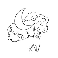 Children's vector design of a funny cat for stickers, social networks,postcards