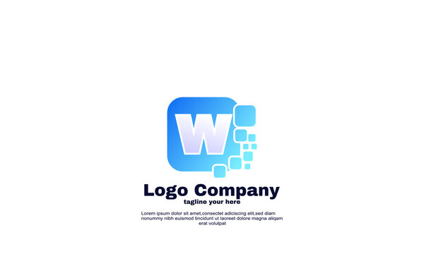 stock vector illustrator initial letter W creative business brand company logo design vector
