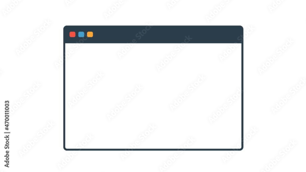 Poster browser window icon animation isolated on white alpha channel background. 4k video motion graphic an
