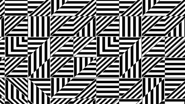 
abstract geometric background with hypnotic black and white stripes moving.seamless loop video.