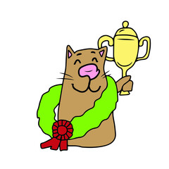 Children's vector design of a funny cat for stickers, social networks,postcards