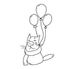 Children's vector design of a funny cat for stickers, social networks,postcards