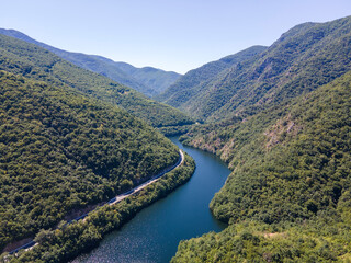 Aerial view of Krichim Reservoir, Rhodopes Mountain, Bulgaria