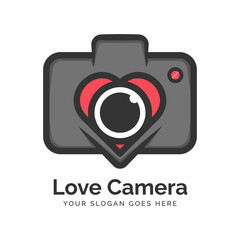 Love Camera Logo Vector Template
