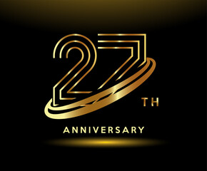 Golden 27 year anniversary celebration logo design inspiration
