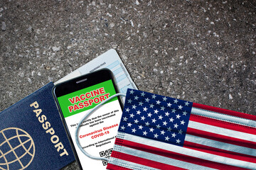 US Digital Vaccine Passport Concept of New Normal Travel