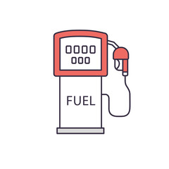 Gas fuel pump icon isolated, gasoline petrol filling station cartoon vector line sign.