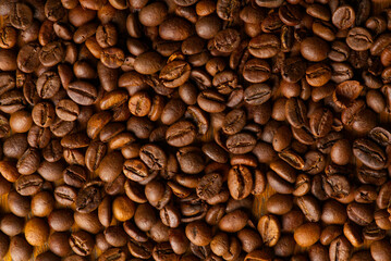 The texture of roasted coffee beans.