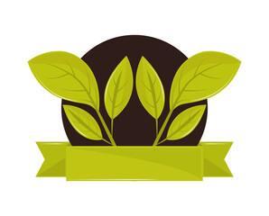 organic label with leaves