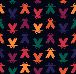 Paint brush strokes seamless pattern. Freehand design background. Arrow motif modern minimal ornament. Trendy handdrawn doodle geometric print