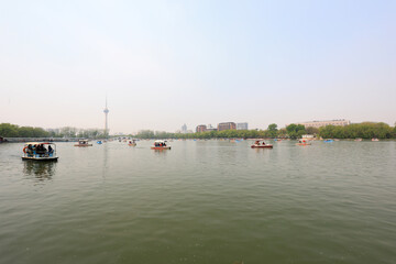 Fototapeta na wymiar East Lake scenery of Yuyuantan Park, Beijing, China