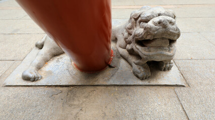 Chinese classical animal stone carvings are in the park, Beijing