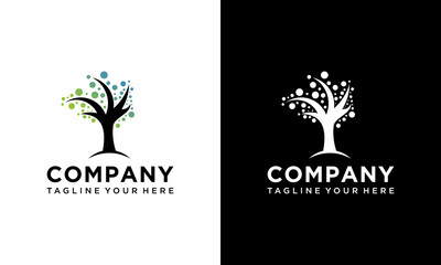 tech tree electrical circuit digital logo vector template on a black and white background.