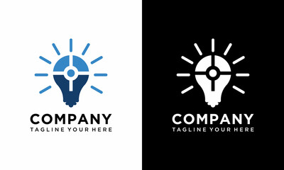 light bulb lamp vector illustration graphic icon template download on a black and white background.