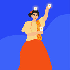 Illustration of woman performing Philippine folk candle dance