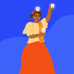 Illustration of woman performing Philippine folk candle dance