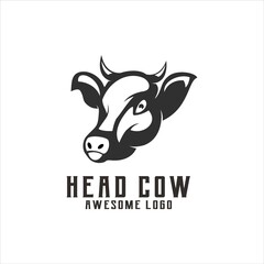 Head cow vintage retro designs illustration