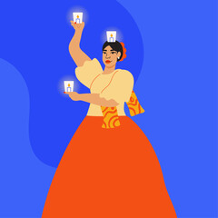 Illustration of woman performing Philippine folk candle dance