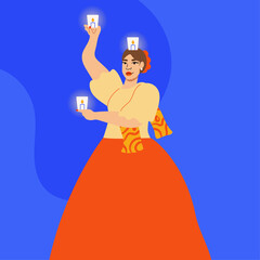 Illustration of woman performing Philippine folk candle dance