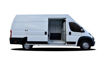 White delivery van with side door open - 470023494