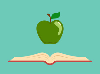 Apple and book. Education concept. Illustration.