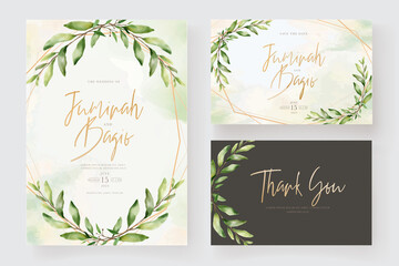 Fototapeta na wymiar elegant watercolor floral wedding invitation card set 