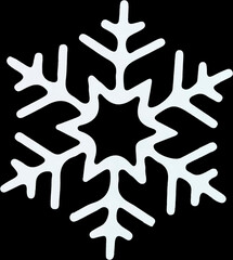 decorative white snowflake isolated object on black