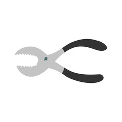 Cutting pliers in different positions. Two sides. Flat style design.