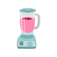 Obraz premium Blender or mixer kitchen tool for cooking. Equipment for smoothie making. Electric machine. Isolated flat vector illustration