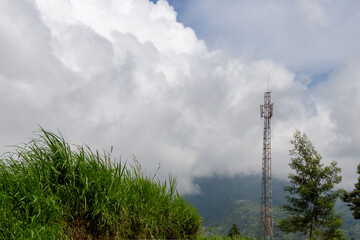 The base transceiver station has reached underdeveloped areas, to open the telecommunications network signal. Selo, Boyolali Central Java.