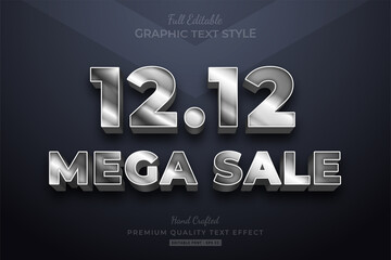 12.12 Mega Sale Silver Editable Text Effect Font Style
