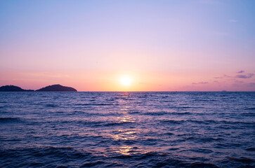 Early morning sunrise over the sea colorful sky clouds over the sea in the Phuket island