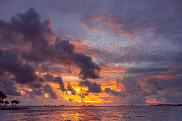 Cloudy sunset at sea beautiful landscape
