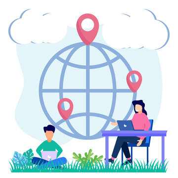 Illustration vector graphic cartoon character of International business management