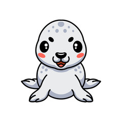 Cute white little seal cartoon