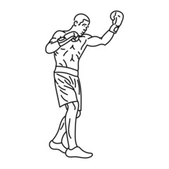 professional boxer black line illustration