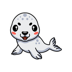 Cute white little seal cartoon