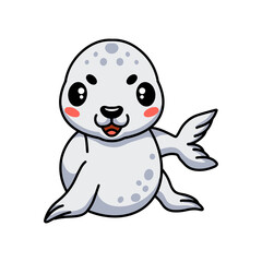 Cute white little seal cartoon