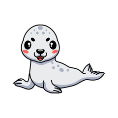 Cute white little seal cartoon