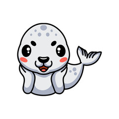 Cute white little seal cartoon