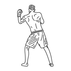 Fototapeta premium professional boxer black line illustration
