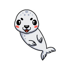 Cute white little seal cartoon