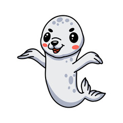 Cute white little seal cartoon