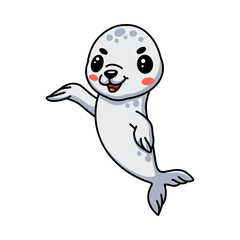 Cute white little seal cartoon
