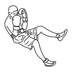 professional boxer black line illustration