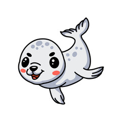Cute white little seal cartoon